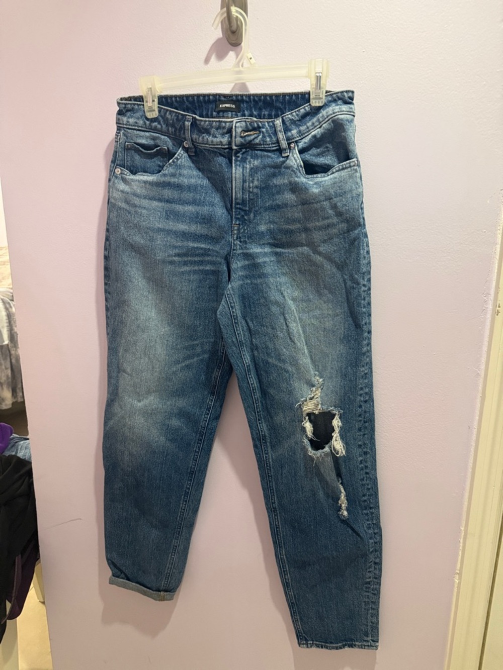 Express Wide Leg Jeans in Classic Blue - Picture 2 of 5